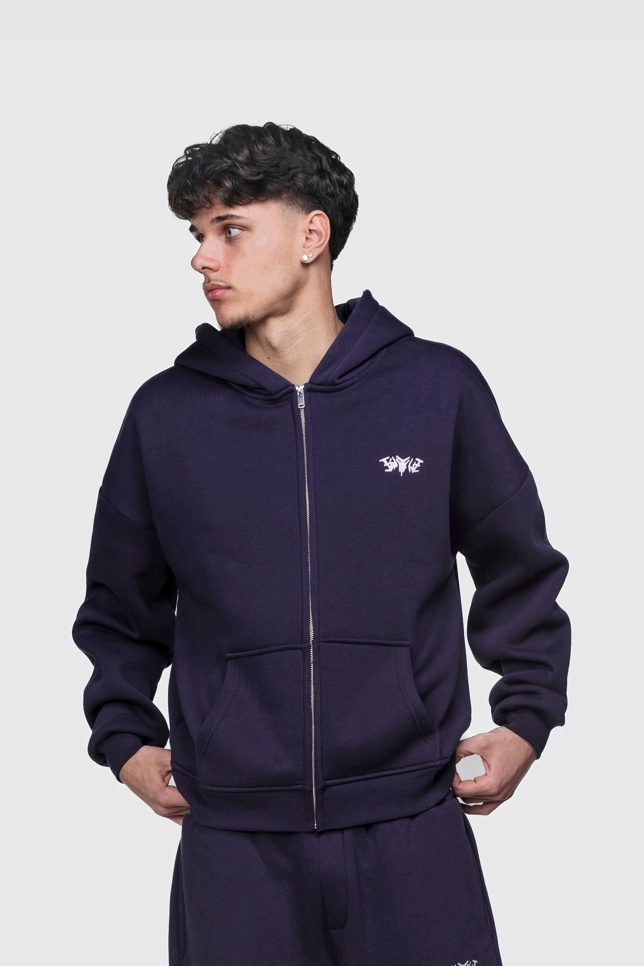 BASIC ZIP HOODIE DARK GRAPE