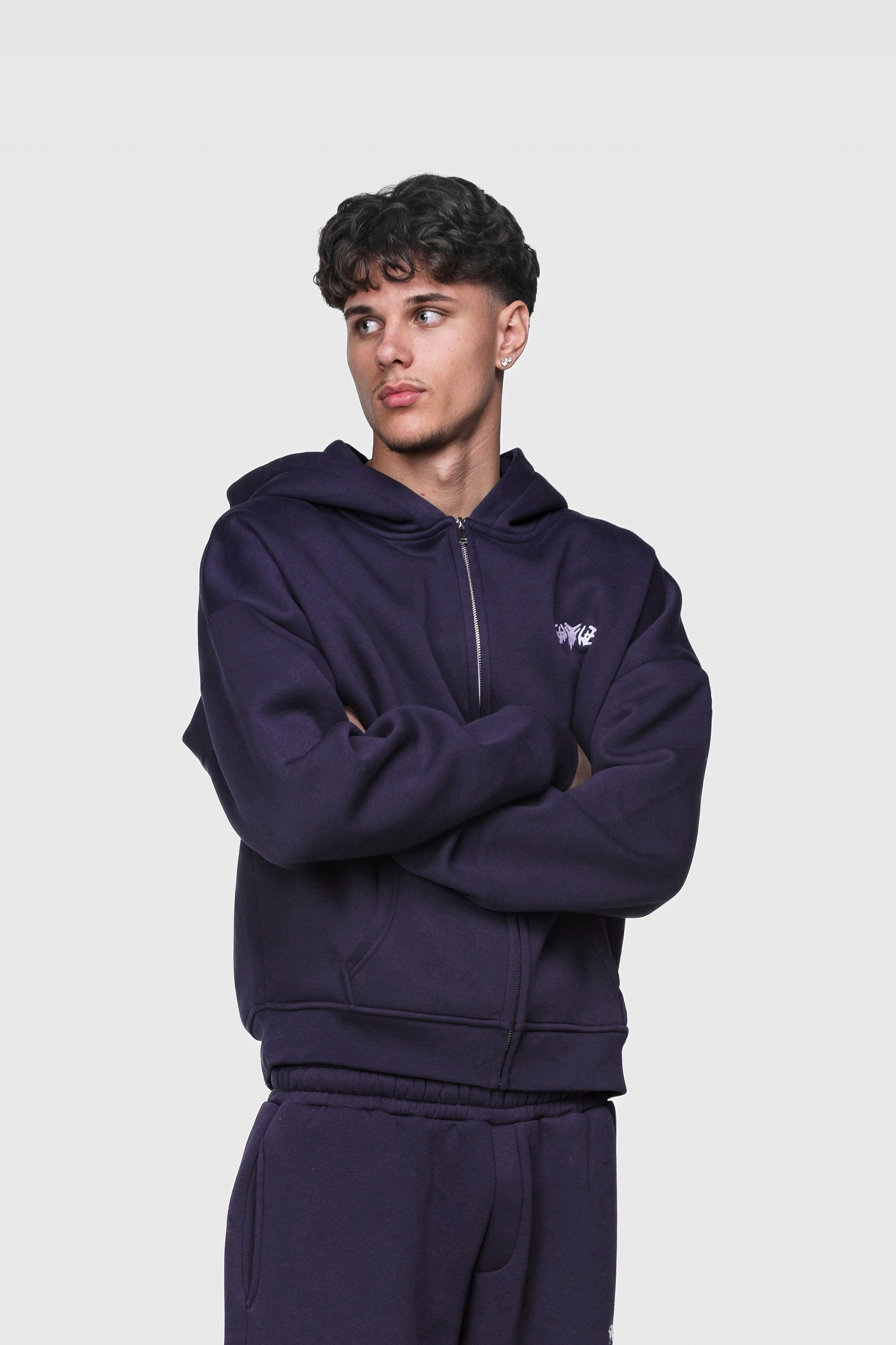 BASIC ZIP HOODIE DARK GRAPE