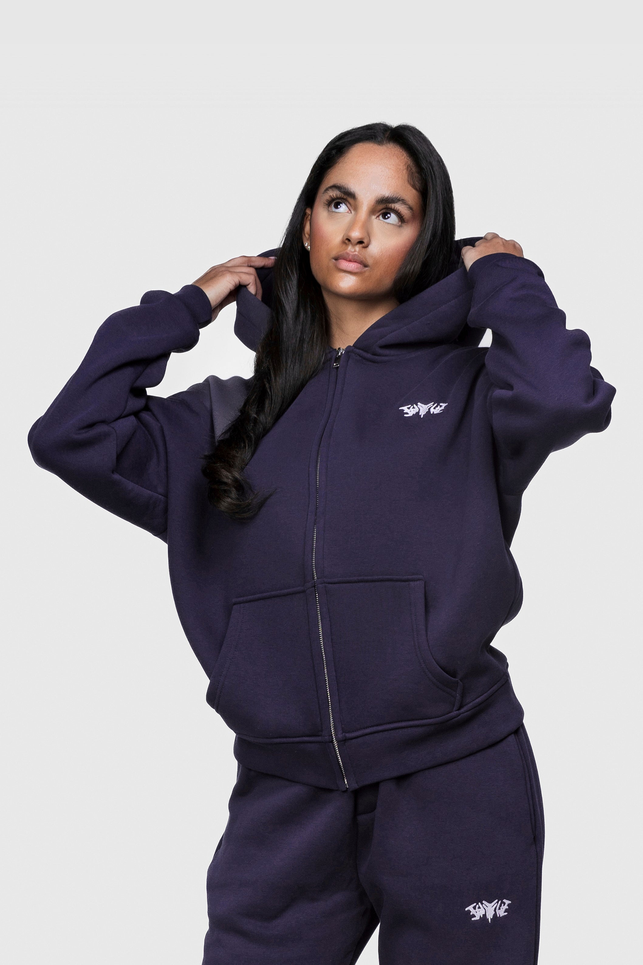 BASIC ZIP HOODIE DARK GRAPE