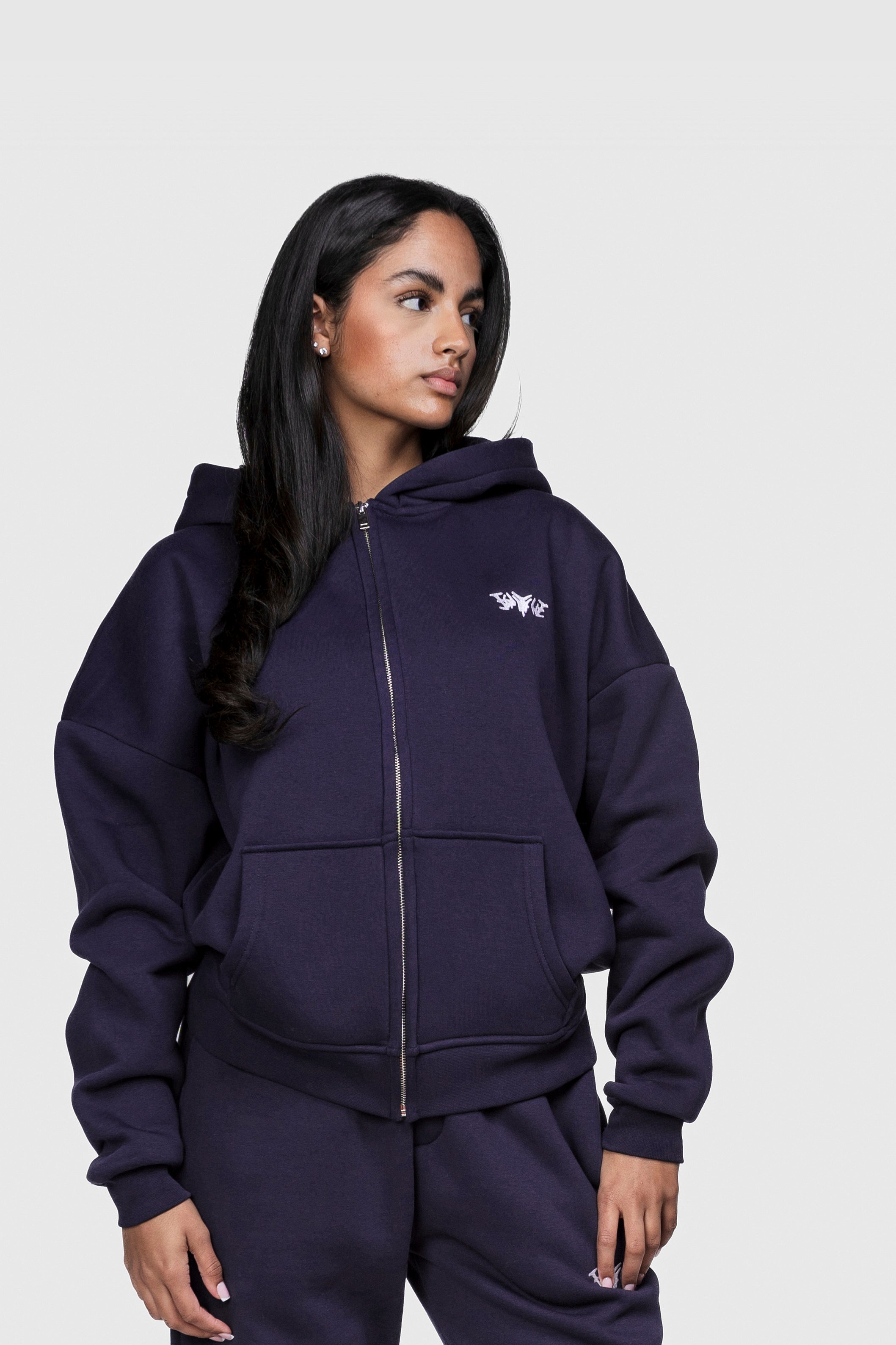 BASIC ZIP HOODIE DARK GRAPE