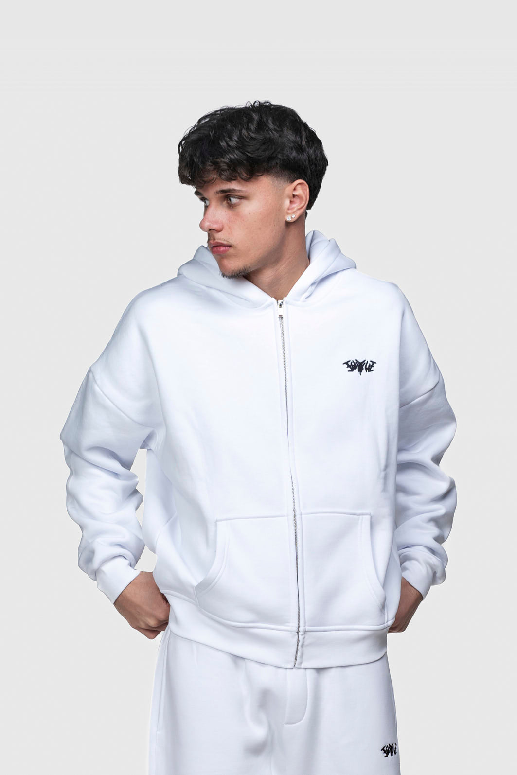 BASIC ZIP HOODIE WHITE