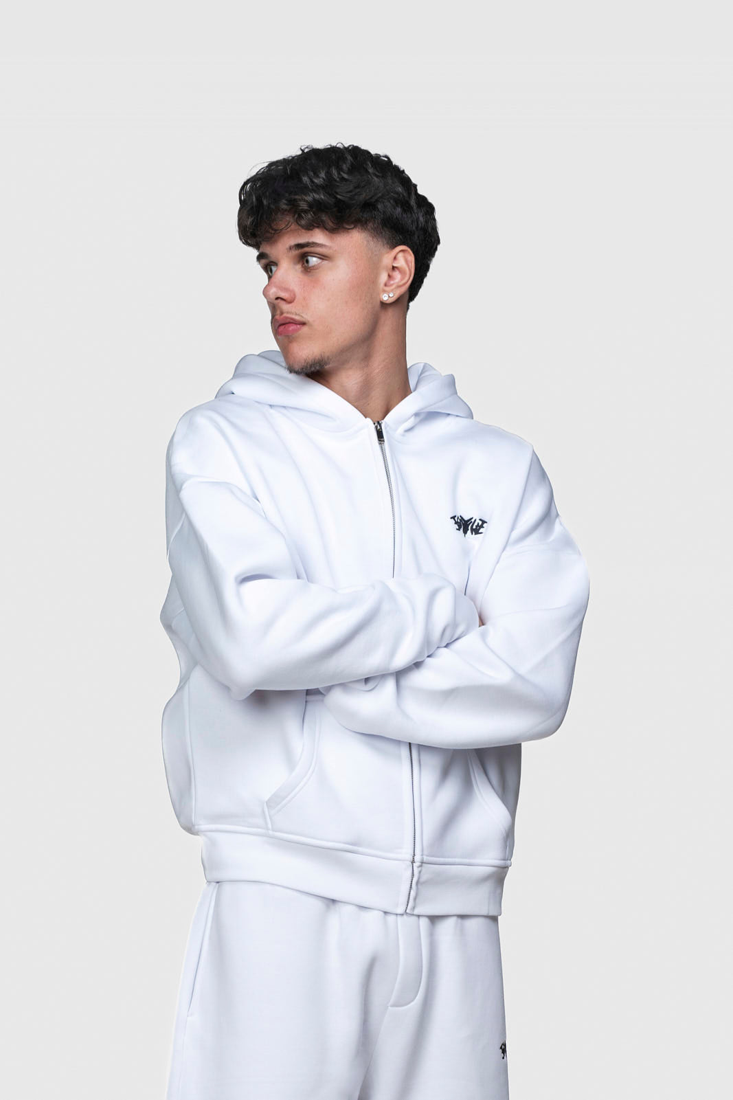 BASIC ZIP HOODIE WHITE