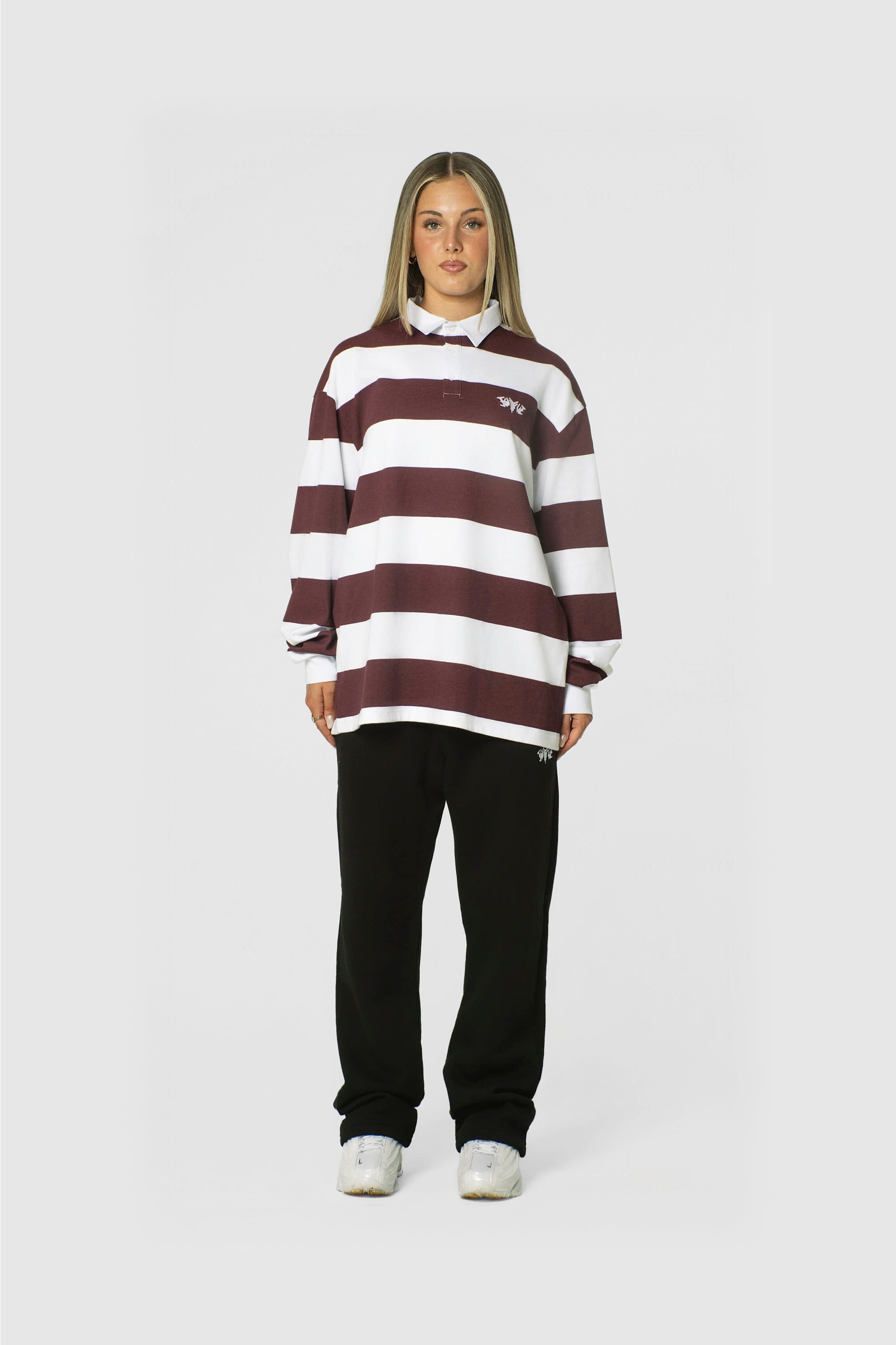 STRIPE POLO SHIRT LONG REDWINE
