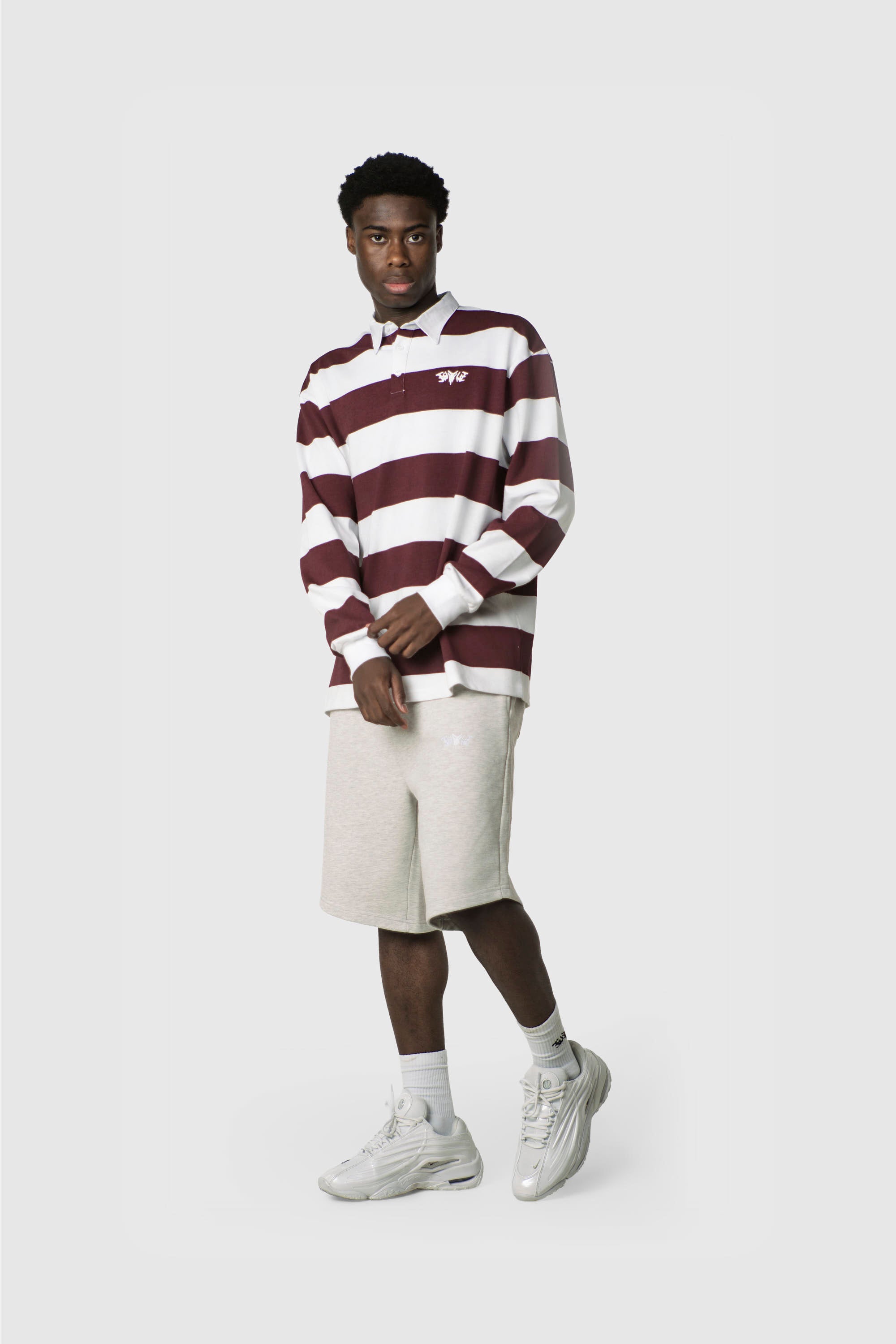 STRIPE POLO SHIRT LONG REDWINE