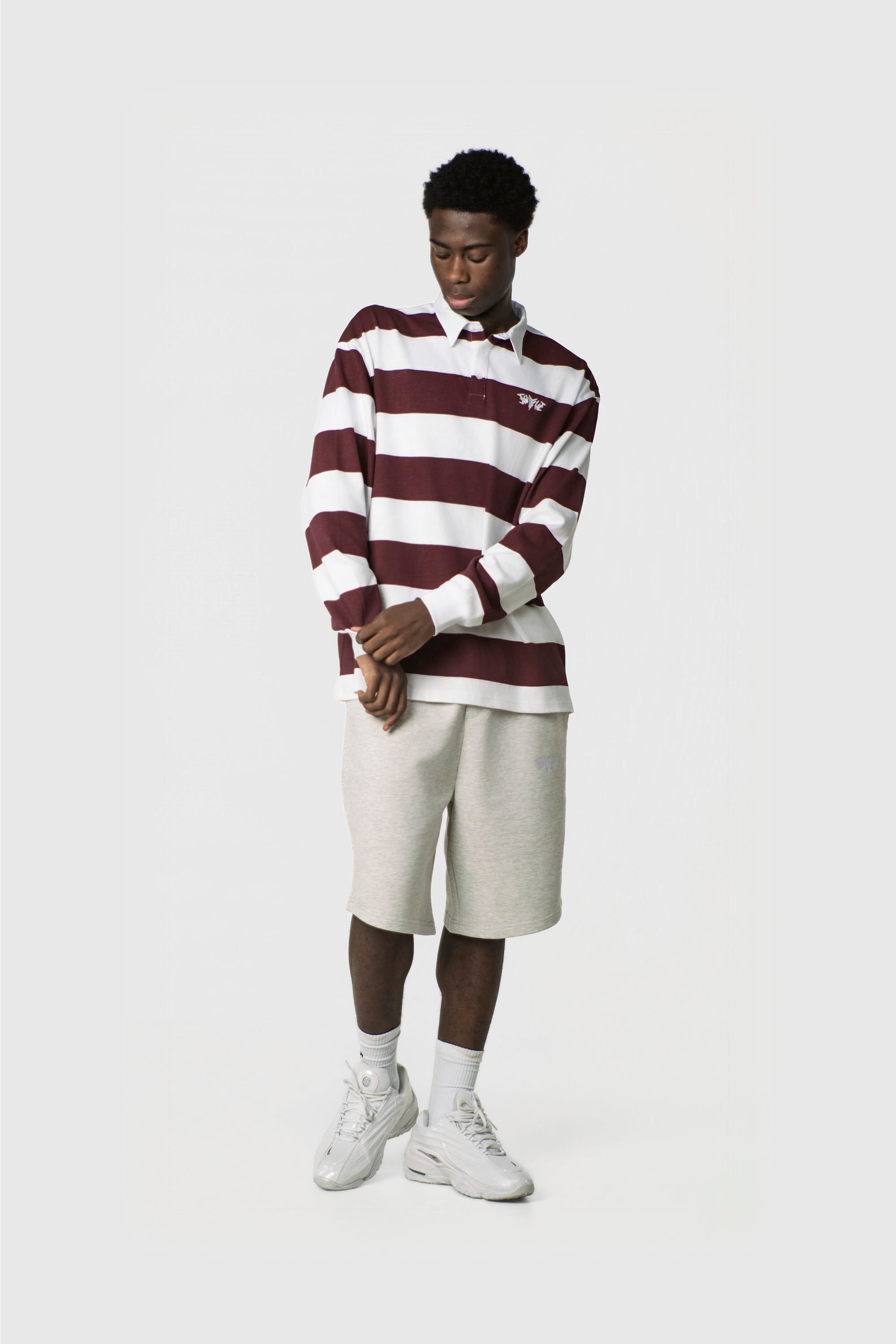 STRIPE POLO SHIRT LONG REDWINE