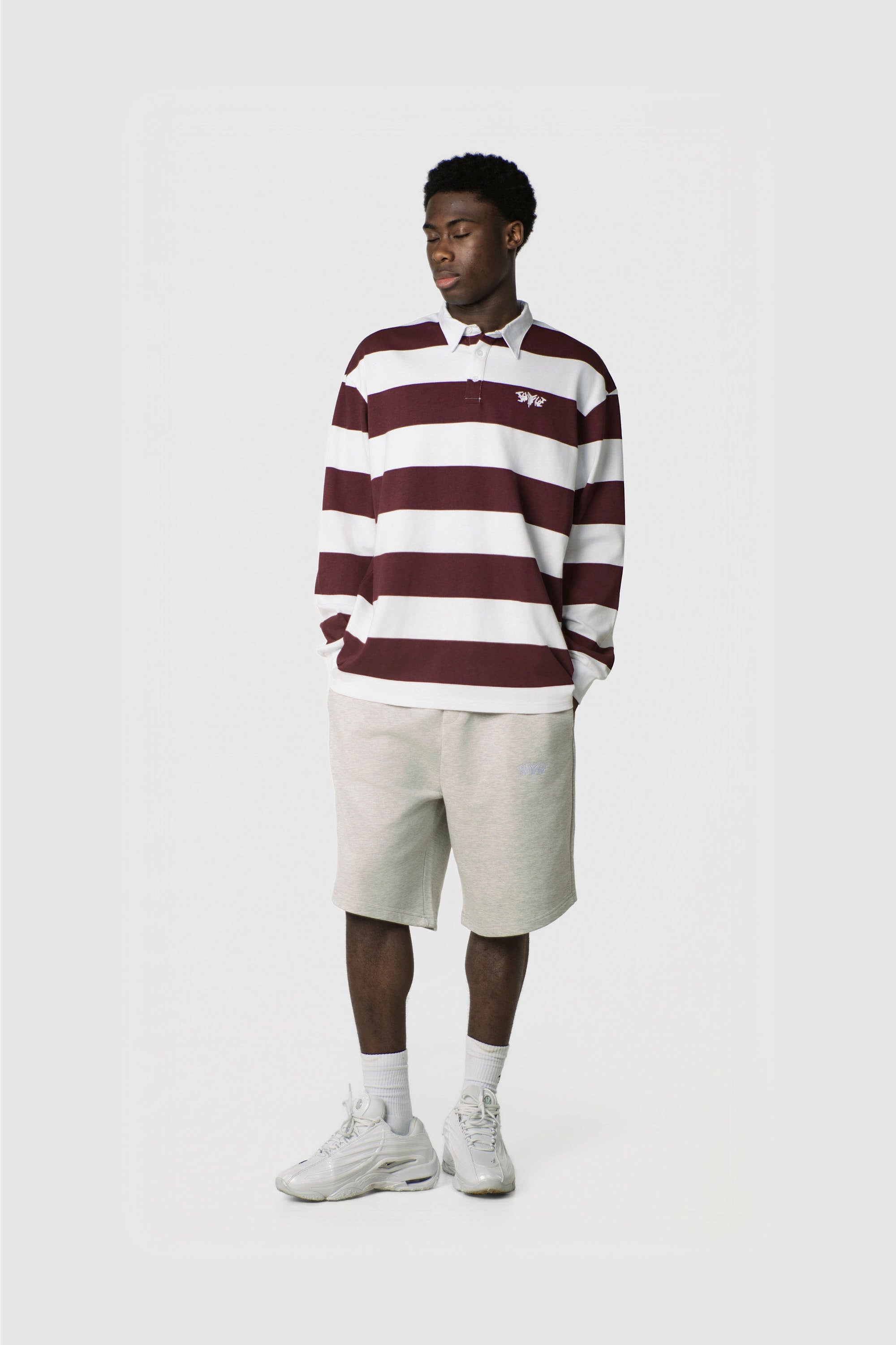 STRIPE POLO SHIRT LONG REDWINE