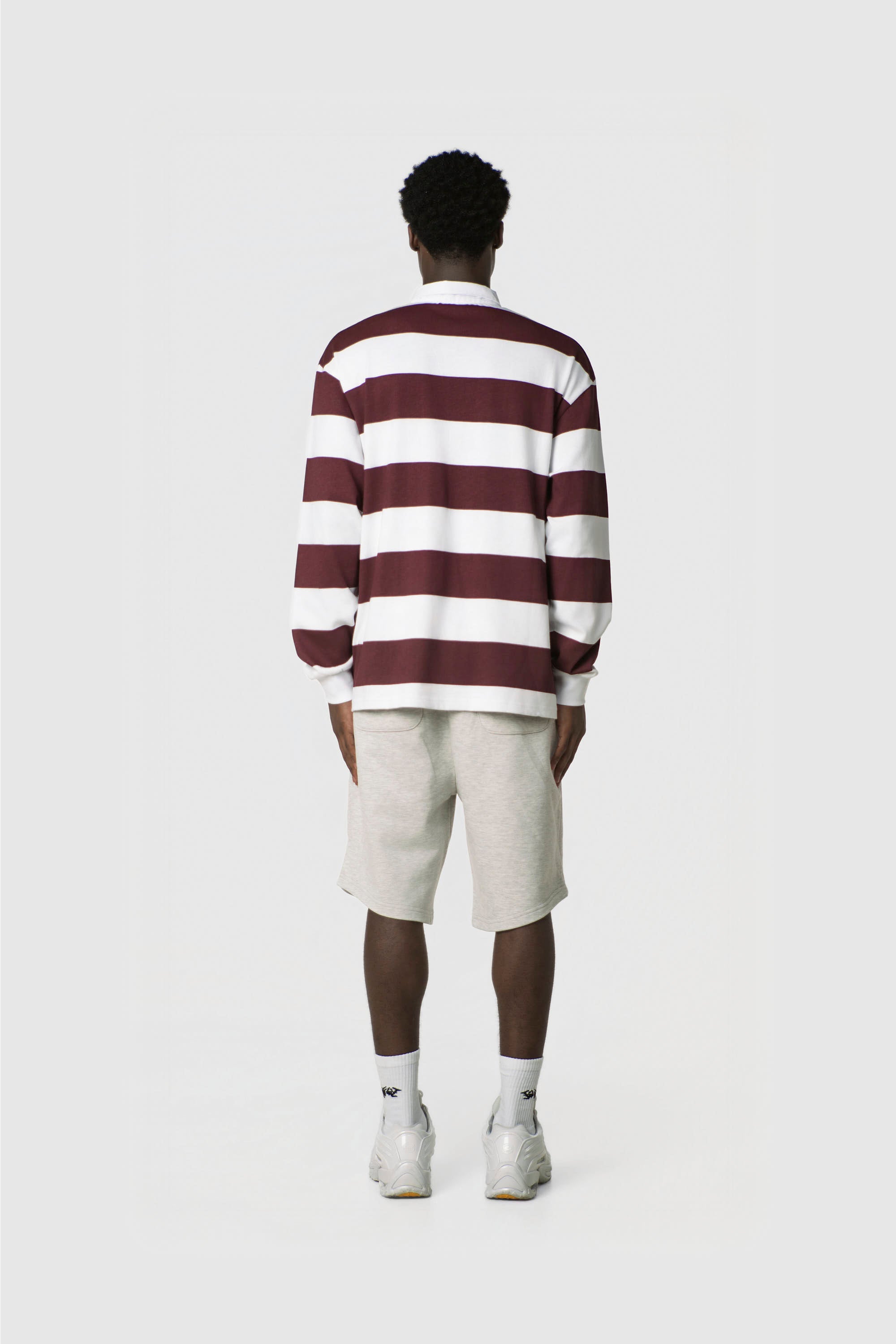 STRIPE POLO SHIRT LONG REDWINE