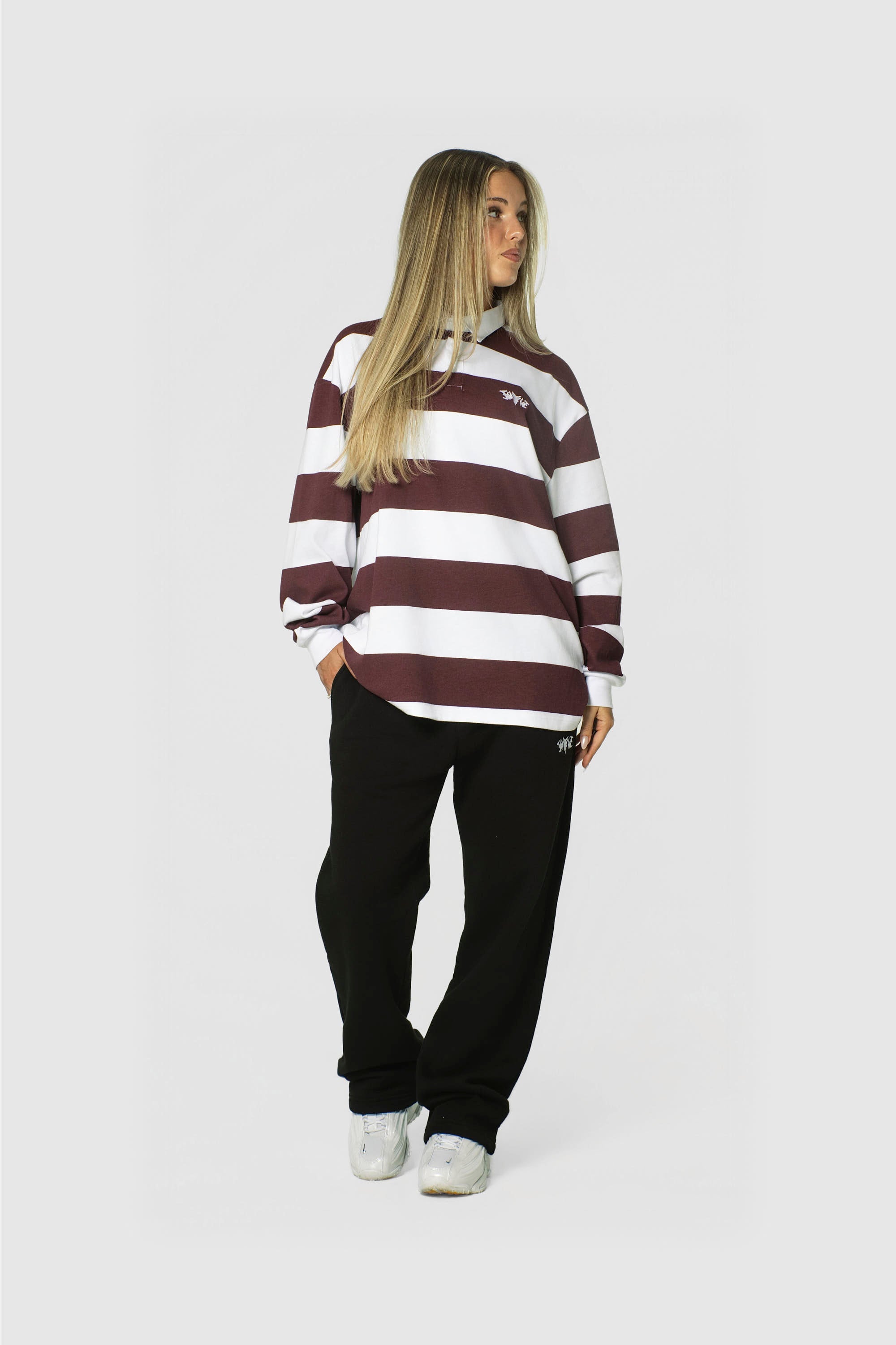 STRIPE POLO SHIRT LONG REDWINE
