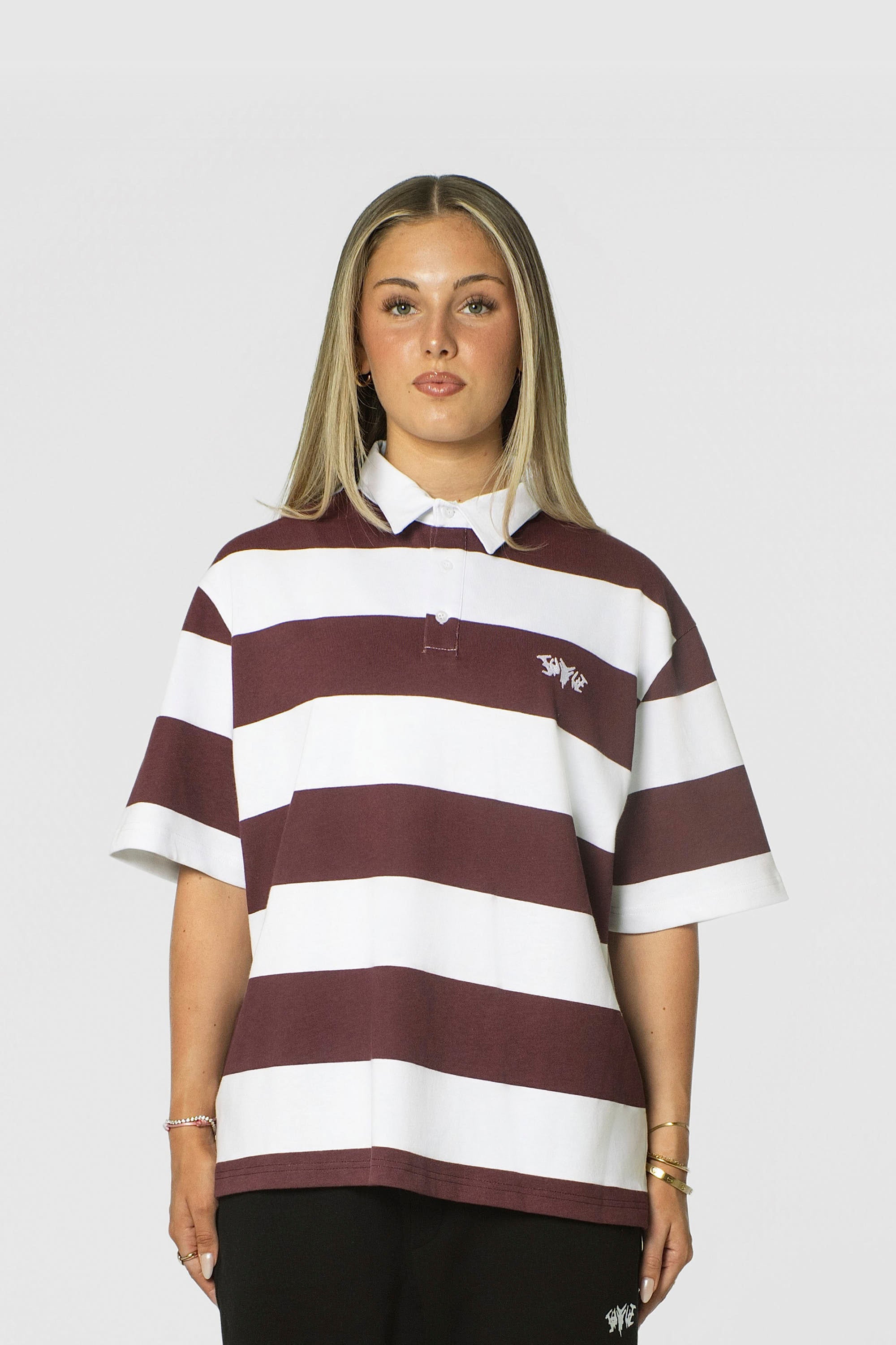STRIPE POLO SHIRT REDWINE