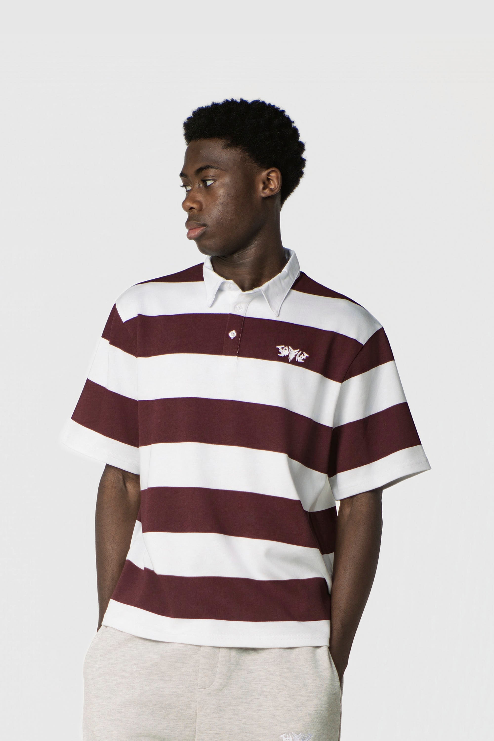 STRIPE POLO SHIRT REDWINE