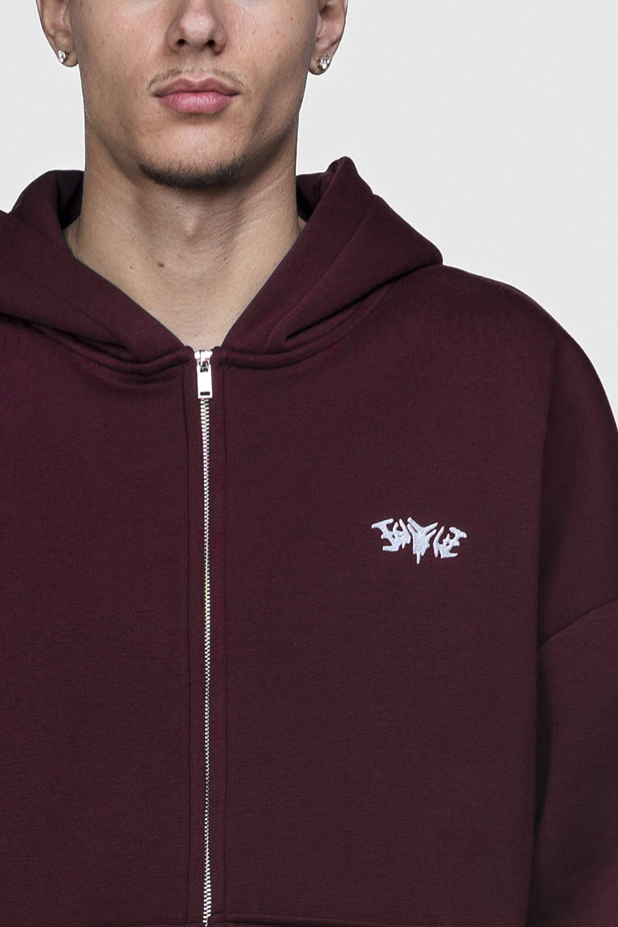 BASIC ZIP HOODIE REDWINE