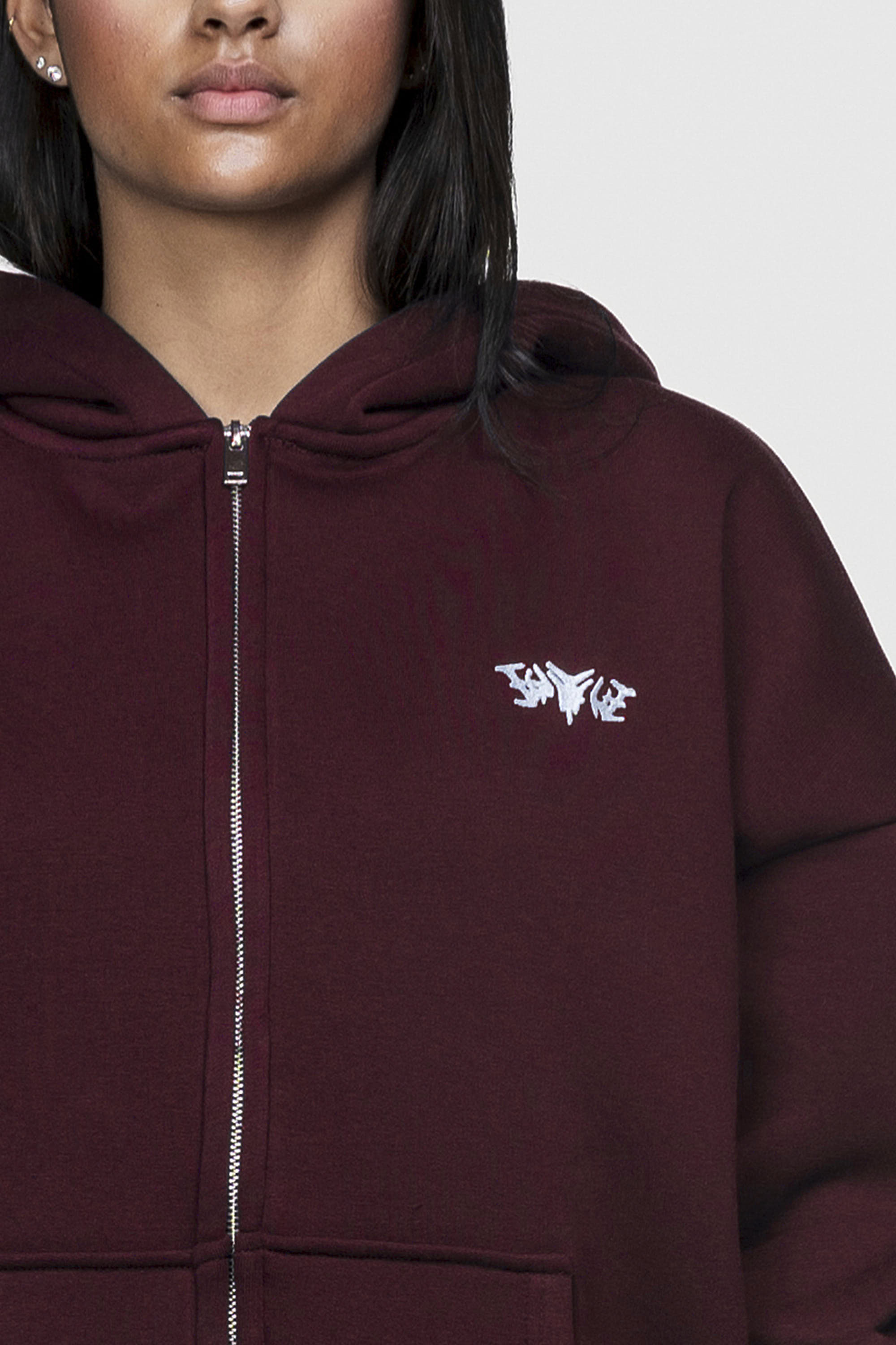 BASIC ZIP HOODIE REDWINE