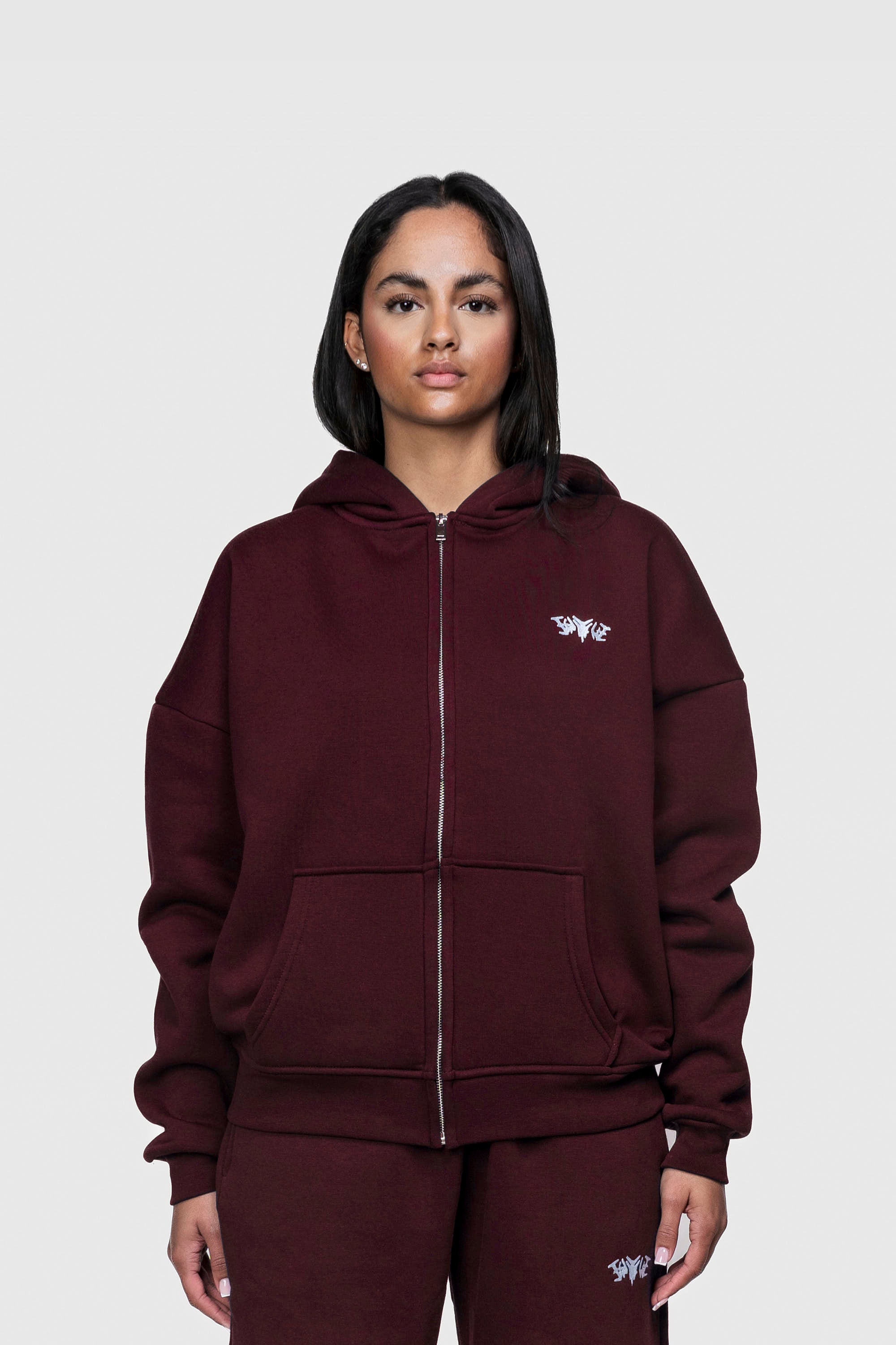 BASIC ZIP HOODIE REDWINE