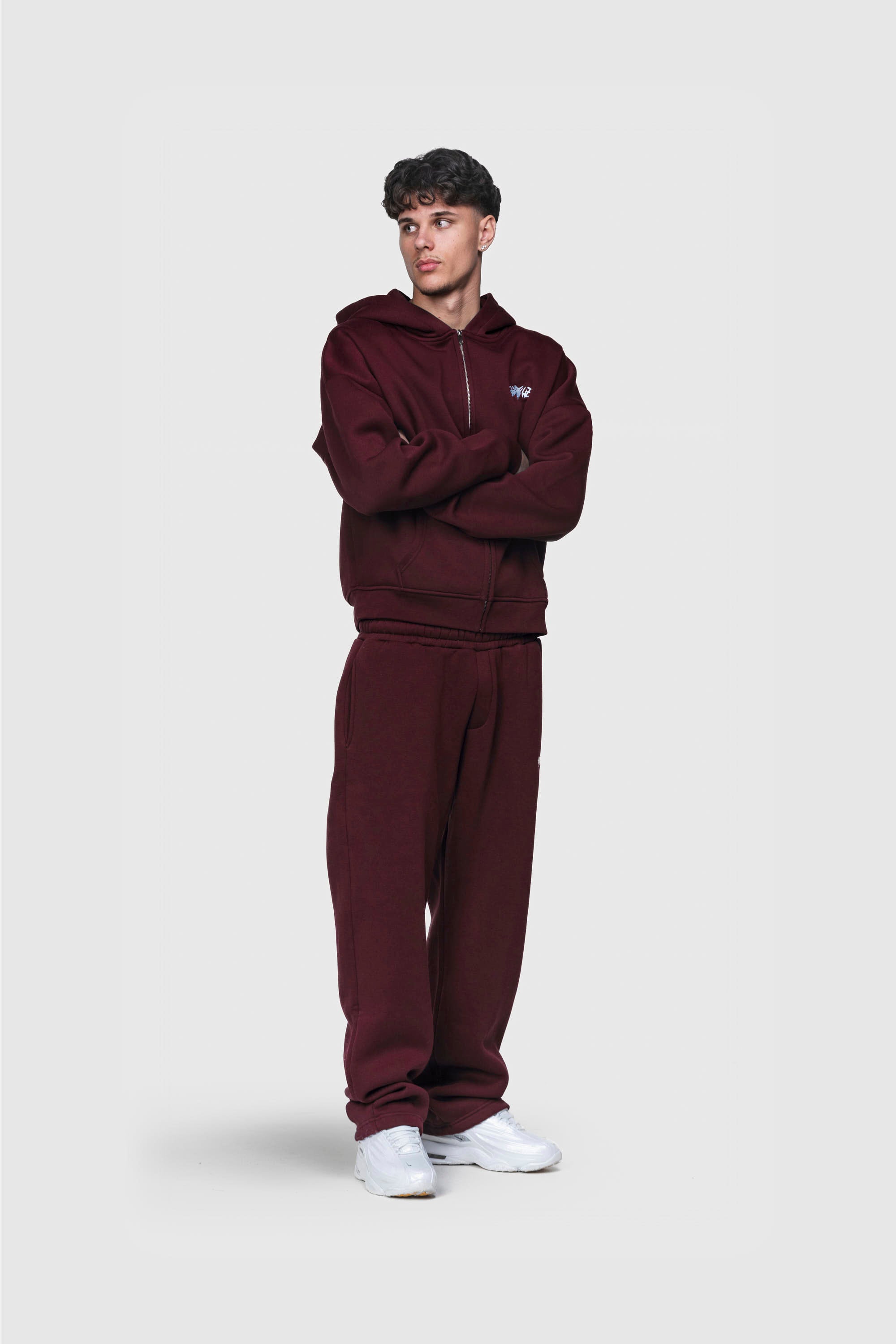 BASIC ZIP HOODIE REDWINE